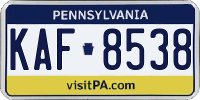 PA license plate KAF8538