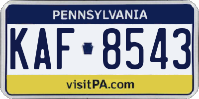 PA license plate KAF8543