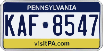 PA license plate KAF8547