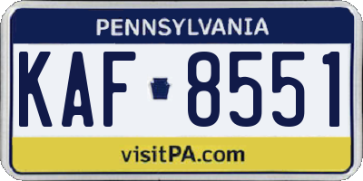 PA license plate KAF8551