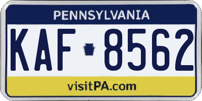 PA license plate KAF8562
