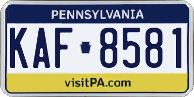 PA license plate KAF8581