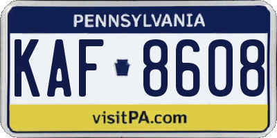 PA license plate KAF8608