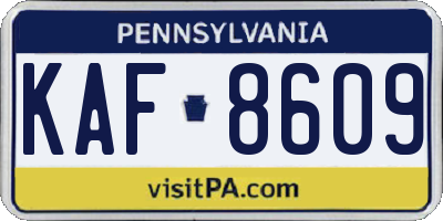 PA license plate KAF8609