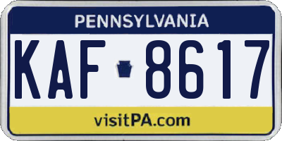 PA license plate KAF8617