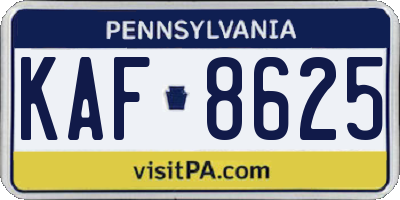 PA license plate KAF8625