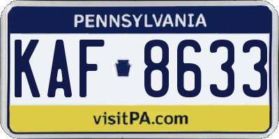 PA license plate KAF8633