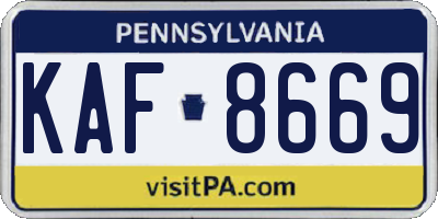 PA license plate KAF8669