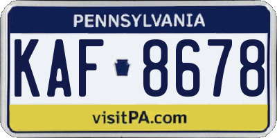 PA license plate KAF8678