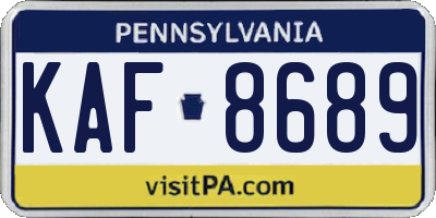 PA license plate KAF8689