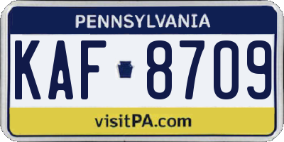 PA license plate KAF8709