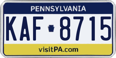 PA license plate KAF8715