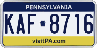 PA license plate KAF8716