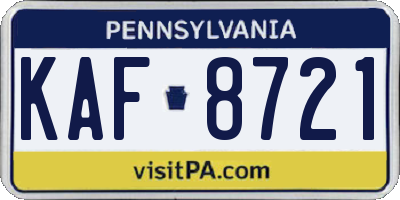 PA license plate KAF8721