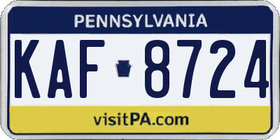 PA license plate KAF8724