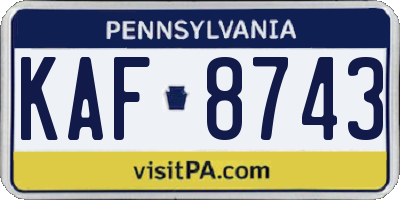 PA license plate KAF8743
