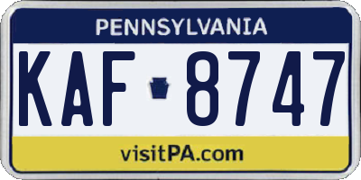 PA license plate KAF8747