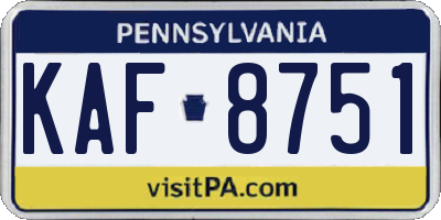 PA license plate KAF8751
