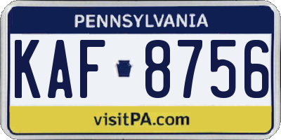 PA license plate KAF8756
