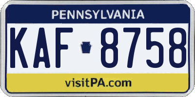 PA license plate KAF8758