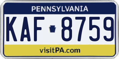 PA license plate KAF8759