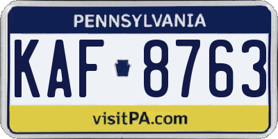 PA license plate KAF8763