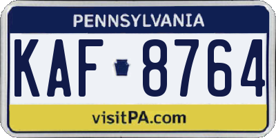 PA license plate KAF8764