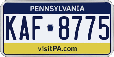 PA license plate KAF8775