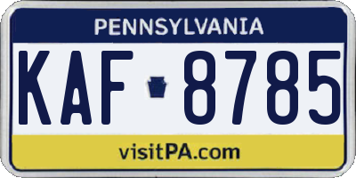 PA license plate KAF8785