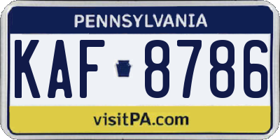 PA license plate KAF8786