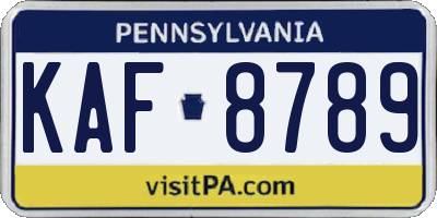 PA license plate KAF8789