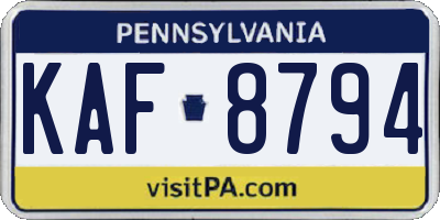 PA license plate KAF8794