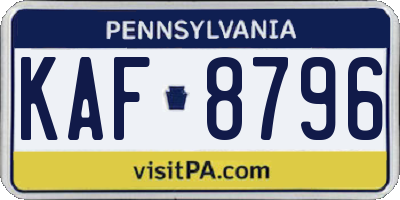 PA license plate KAF8796