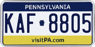 PA license plate KAF8805
