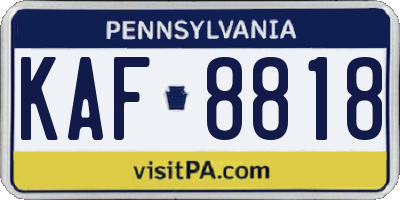 PA license plate KAF8818