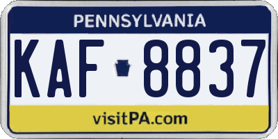 PA license plate KAF8837