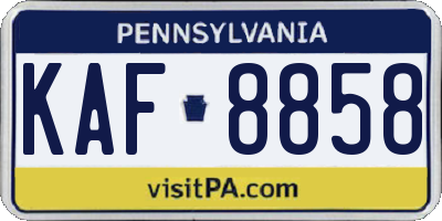 PA license plate KAF8858