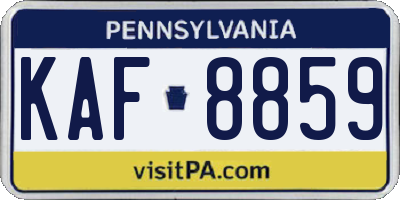 PA license plate KAF8859