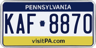 PA license plate KAF8870