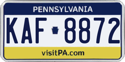 PA license plate KAF8872
