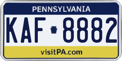 PA license plate KAF8882
