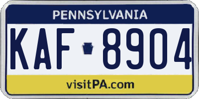 PA license plate KAF8904
