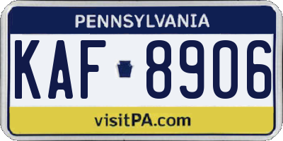 PA license plate KAF8906