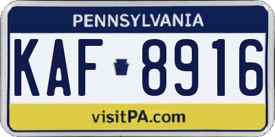 PA license plate KAF8916