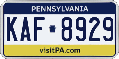 PA license plate KAF8929