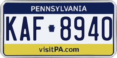PA license plate KAF8940