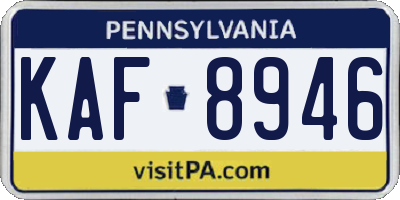 PA license plate KAF8946