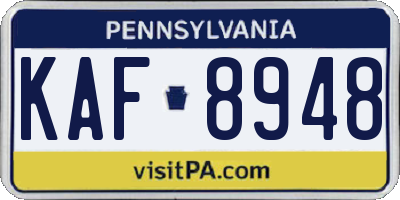 PA license plate KAF8948