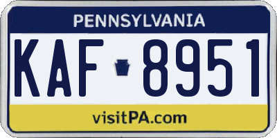 PA license plate KAF8951