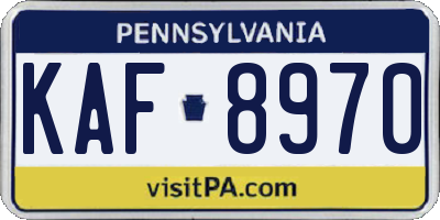 PA license plate KAF8970